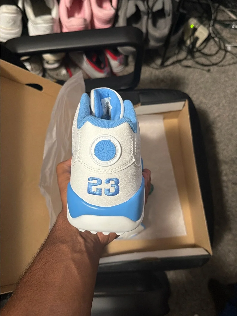 Jordan 9 Retro Men's Golf White and Light Blue